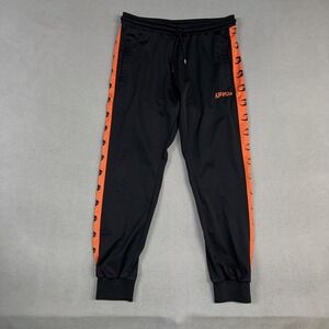 Gasp Track Pants Mens Large Black Orange Jogger Stretch Pull On Polyester Logo